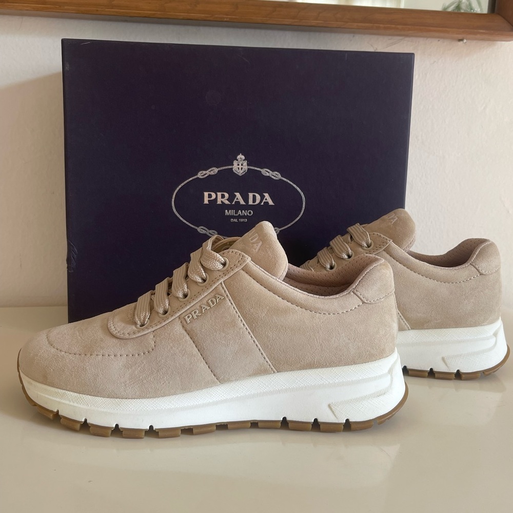 Brand new in box Prada suede sneakers